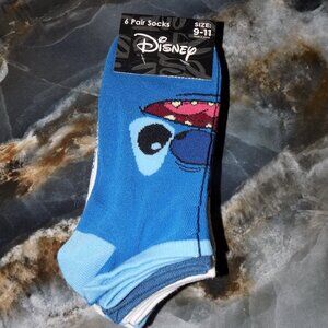 Disney Lilo And Stitch No Show Socks Size 9-11 Unisex Set of 6 NEW